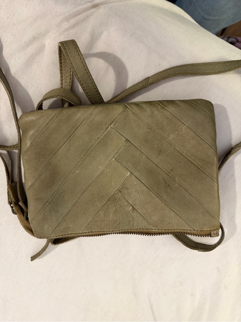 latico olive tan leather wristlet clutch